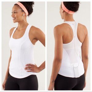 Lululemon White Cardio Kick Mesh Racerback Tank